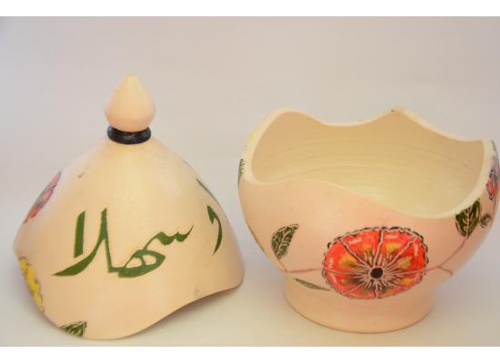 صحن حلوى مصنوع  يدويا من السيراميك - وعاء للوجبات الخفيفة - وعاء التمور -  وعاء تقديم  جانبي - هدية عيد الميلاد 
